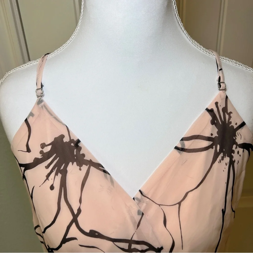 Banana Republic Baby Pink and Black Flowy Floral‎ Maxi Dress Size 4 - Picture 7 of 16